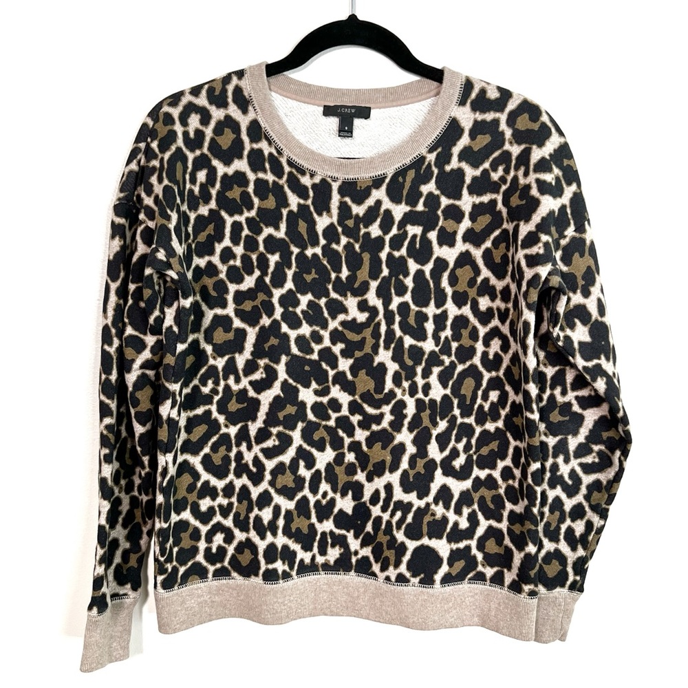 J. CREW Casual Glam Leopard Print Pullover Sweatshirt size Small